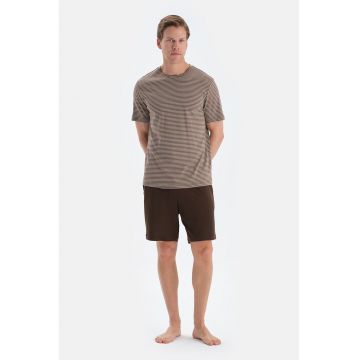 Pijama din amestec de model cu model cu dungi