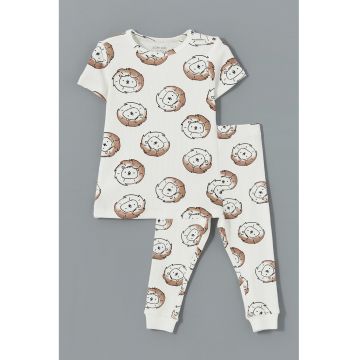 Pijama din bumbac cu imprimeu