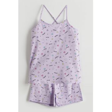 Pijama din bumbac cu imprimeu