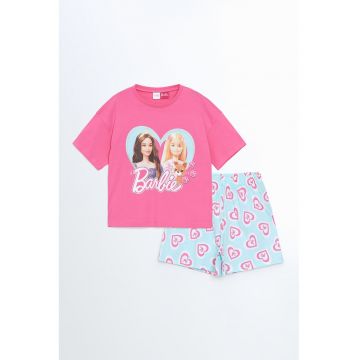 Pijama din bumbac cu imprimeu cu desene animate