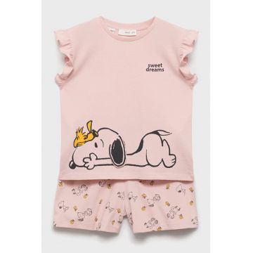 Pijama din bumbac cu imprimeu cu Snoopy