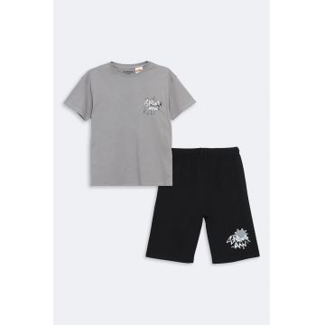 Pijama din bumbac cu imprimeu cu Spider-Man