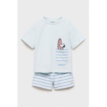 Pijama din bumbac cu maneci scurte