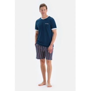 Pijama din bumbac cu maneci scurte