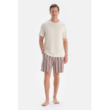 Pijama din bumbac si modal cu maneci scurte