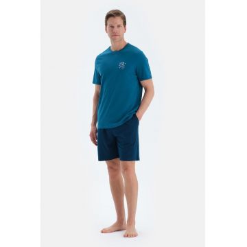 Pijama din bumbac si modal cu pantaloni scurti