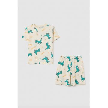 Pijama scurta cu imprimeu cu dinozaur