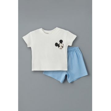 Pijama scurta cu imprimeu cu Mickey Mouse