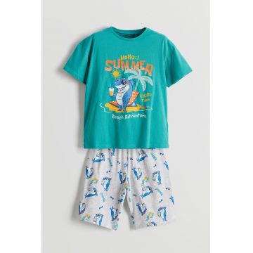 Pijama scurta cu imprimeu si talie elastica
