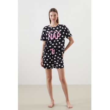 Pijama scurta cu inimi