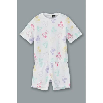 Pijama scurta cu talie elastica si model cu Mickey Mouse
