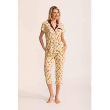 Pijama scurta din amestec de bambus cu model floral