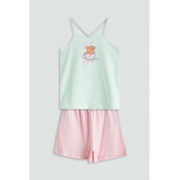 Pijama scurta din bumbac cu bretele inguste