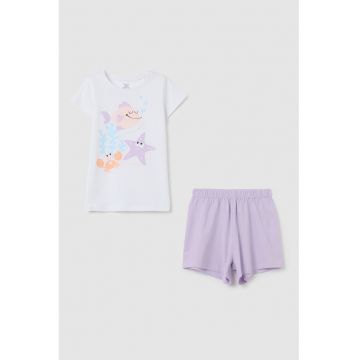 Pijama scurta din bumbac cu imprimeu grafic