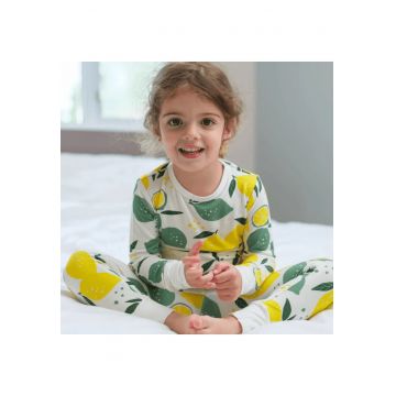 Pijamale 2 piese - material din bambus -  - Lemons - Alb Verde Galben - pentru baieti