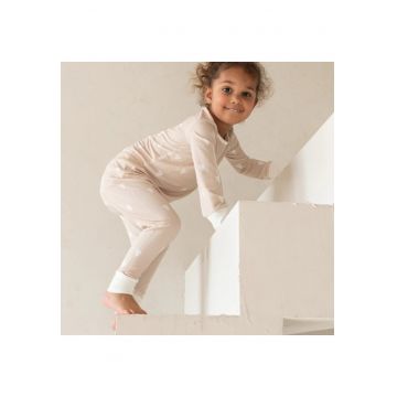 Pijamale 2 piese - material din bambus -  - LoveHearts - Nude cu Inimioare Albe - pentru fetite