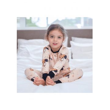 Pijamale 2 piese - material din bambus -  - Safari - Maro si Negru - pentru baieti
