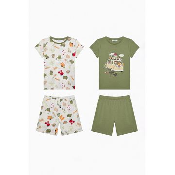 Set de pijama cu pantaloni scurti - 4 piese