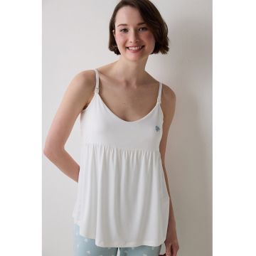 Top de pijama cu decolteu rotund pentru gravide