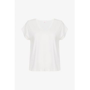 Tricou cu de pijama cu decolteu in V si model uni