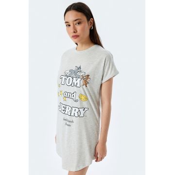Tricou de noapte cu imprimeu Tom&Jerry - Alb - Gri deschis melange -