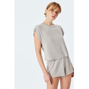 Tricou de pijama lejer din amestec de modal cu model uni