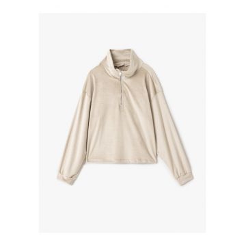 Bluza de casa din catifea cu fermoar scurt
