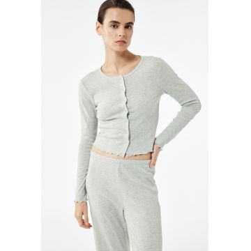 Bluza de pijama crop cu nasturi