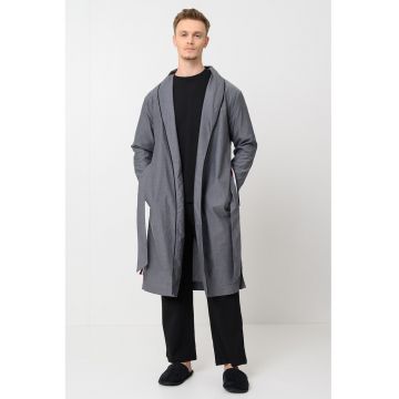 Halat de baie de bumbac cu un cordon in talie