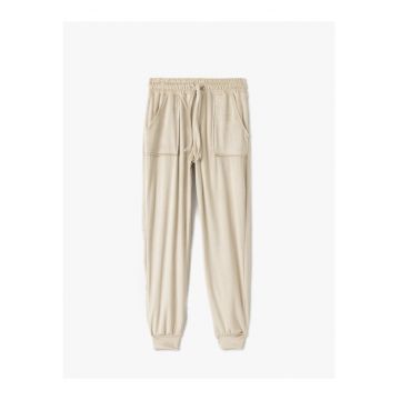 Pantaloni de casa - din catifea - cu snururi