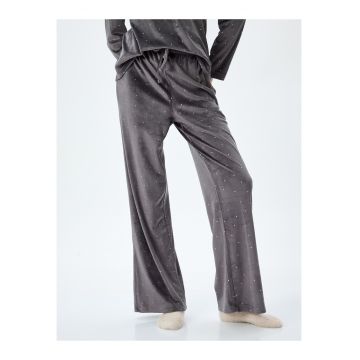 Pantaloni de pijama de catifea cu buline