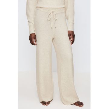 Pantaloni de pijama tricotati fin cu snur de ajustare in talie