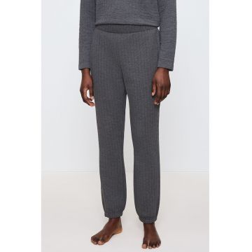 Pantaloni lung striati de pijama cu talie elastica