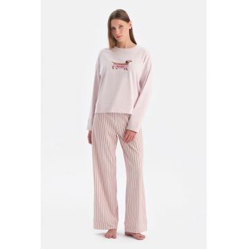 Pijama cu decolteu la baza gatului - din bumbac