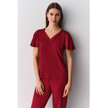 Pijama cu model uni si garnituri din dantela