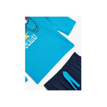 Pijama cu pantaloni lungi si imprimeu grafic