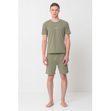 Tricou de pijama cu dungi contrastante pe umar Unique