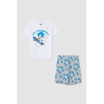 Pijama cu pantaloni scurti si imprimeu desene animate