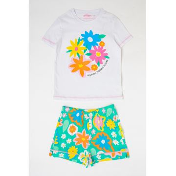 Pijama cu pantaloni scurti si model floral