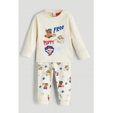 Pijama de bumbac lunga cu imprimeu