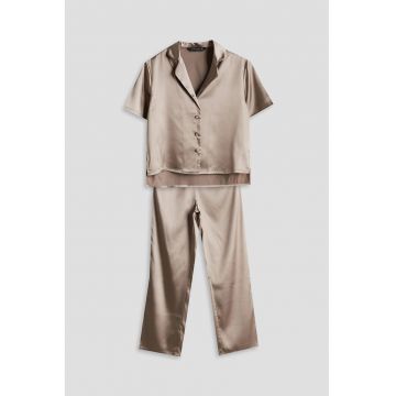 Pijama de satin cu pantaloni lungi - Auriu
