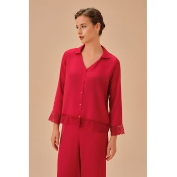 Pijama lunga cu garnitura de dantela