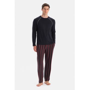 Pijama lunga cu maneci raglan