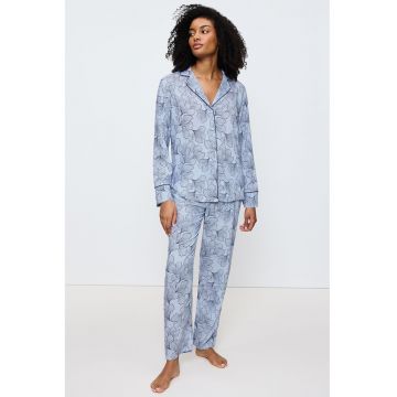 Pijama lunga cu model floral