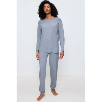 Pijama lunga din amestec de modal cu maneci cazute
