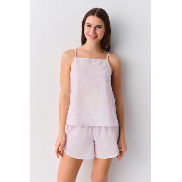 Pijama scurta cu detaliu brodat