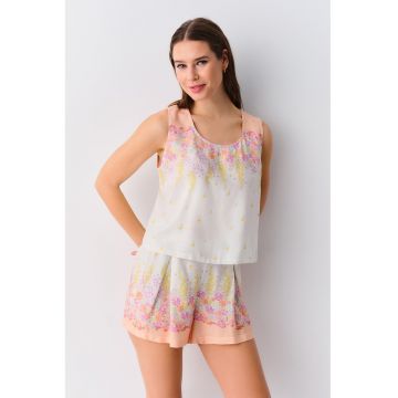 Pijama scurta cu imprimeu si decolteu rotund