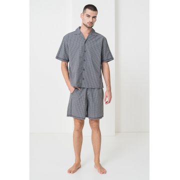 Pijama scurta din bumbac cu model in carouri