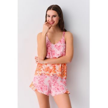Pijama scurta vaporoasa cu model floral