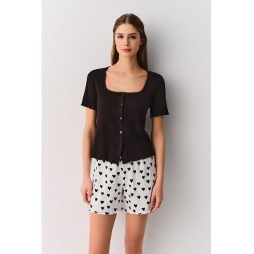 Pijama striata cu maneci scurte